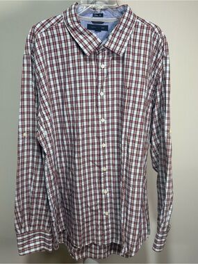 Tommy Hilfiger Men’s Long Sleeve Plaid Button Down‎ Shirt Sz XXL White Blue Red